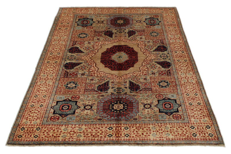 4x6 Light Olive Green and Ivory Turkish Tribal Rug