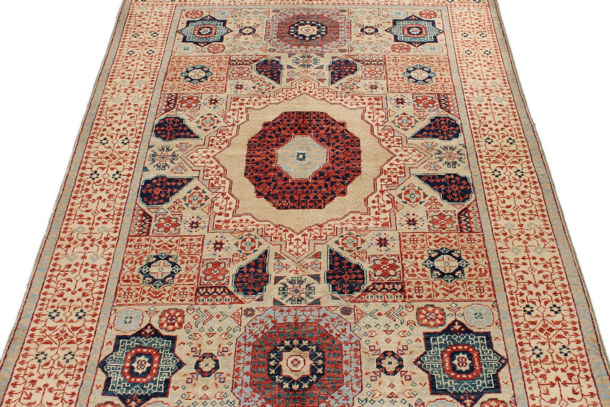 4x6 Light Olive Green and Ivory Turkish Tribal Rug