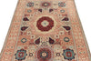 4x6 Light Olive Green and Ivory Turkish Tribal Rug