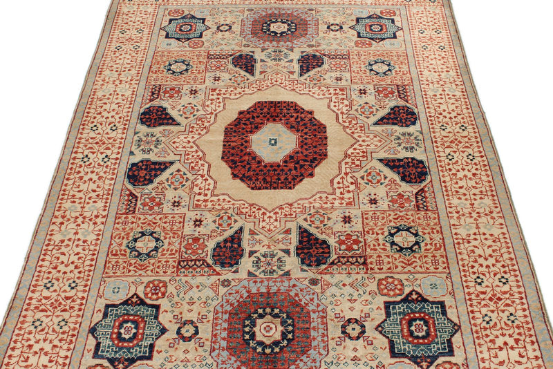 4x6 Light Olive Green and Ivory Turkish Tribal Rug