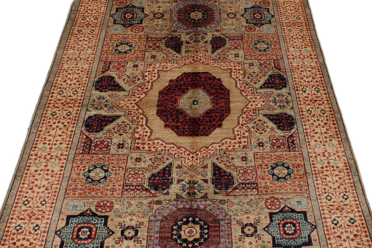 4x6 Light Olive Green and Ivory Turkish Tribal Rug