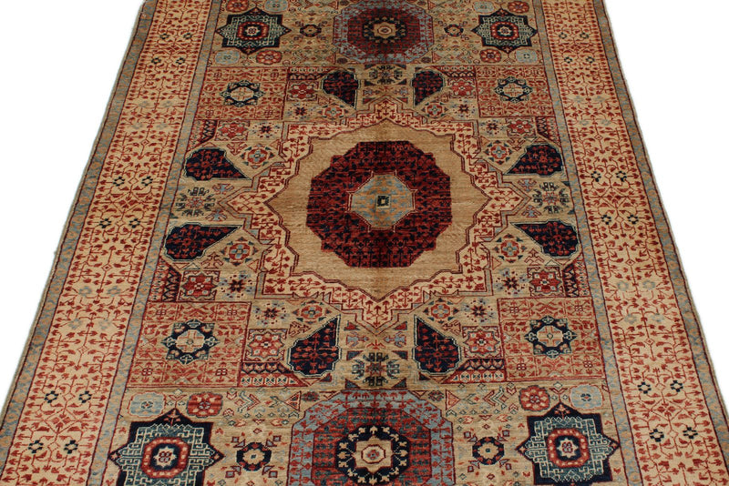 4x6 Light Olive Green and Ivory Turkish Tribal Rug