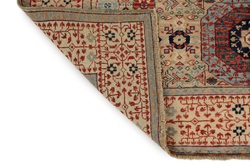 4x6 Light Olive Green and Ivory Turkish Tribal Rug