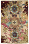 4x6 Ivory and Multicolor Turkish Tribal Rug