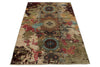 4x6 Ivory and Multicolor Turkish Tribal Rug