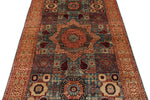 4x6 Blue and Ivory Turkish Tribal Rug