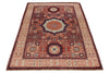 4x6 Burgundy and Ivory Turkish Tribal Rug