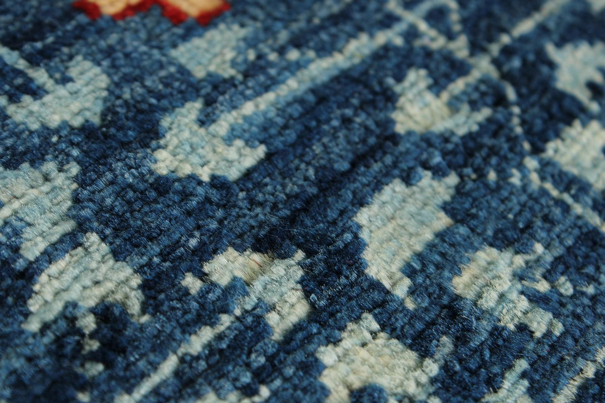 10x14 Navy and Multicolor Turkish Tribal Rug