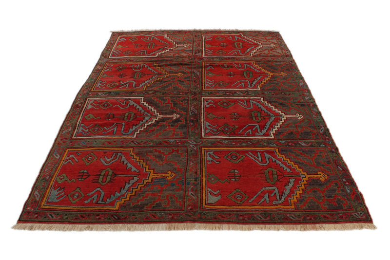 7x11 Red and Brown Anatolian Turkish Tribal Rug