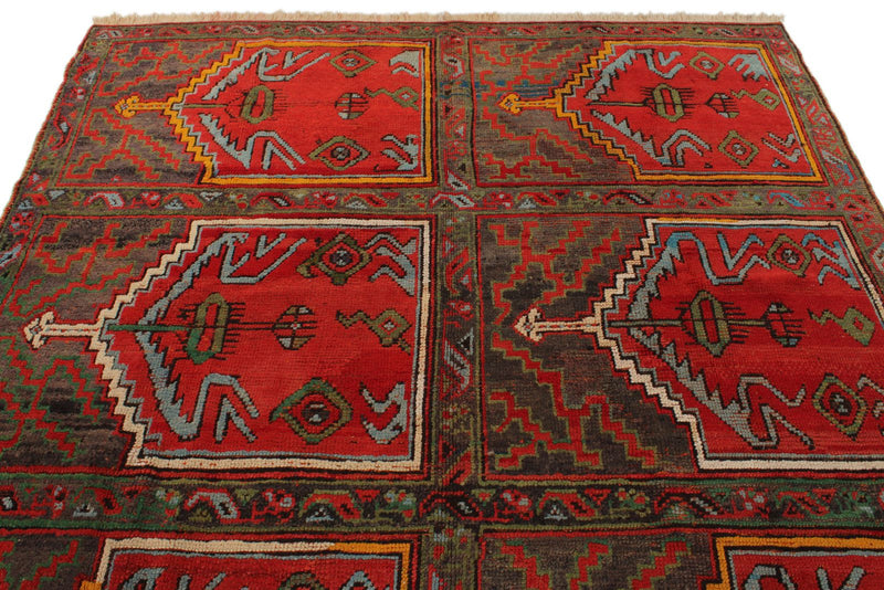 7x11 Red and Brown Anatolian Turkish Tribal Rug