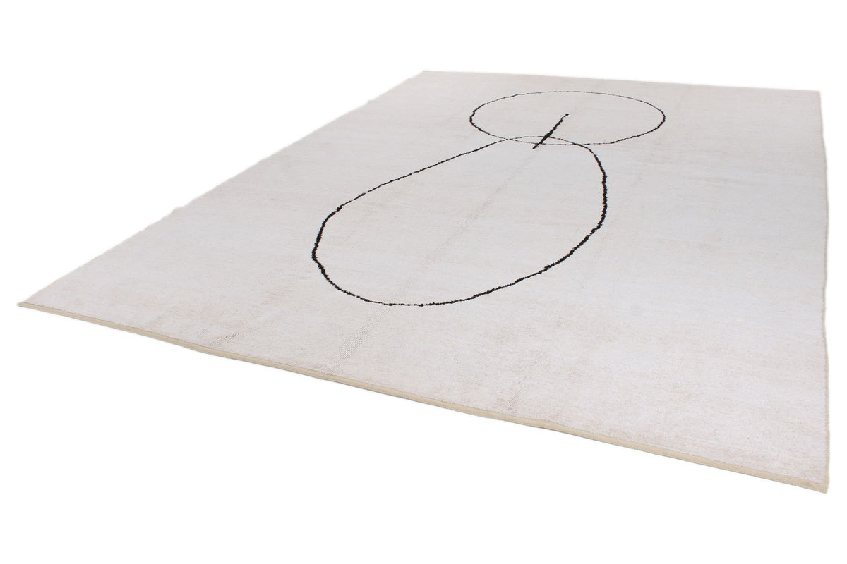 10x13 Beige and Black Modern Contemporary Rug