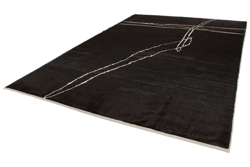 9x14 Black and Beige Modern Contemporary Rug