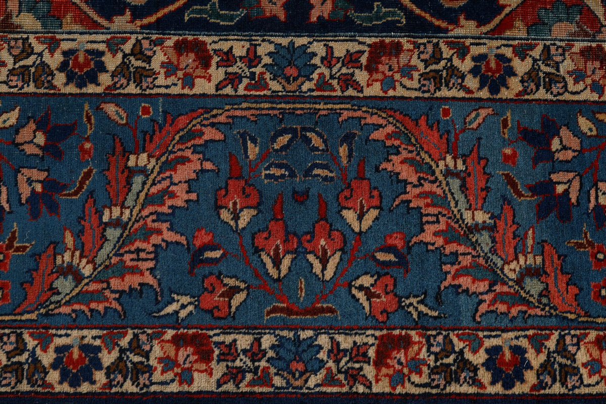 11x13 Burgundy and Blue Turkish Persian Rug