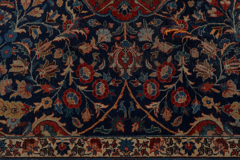11x13 Burgundy and Blue Turkish Persian Rug