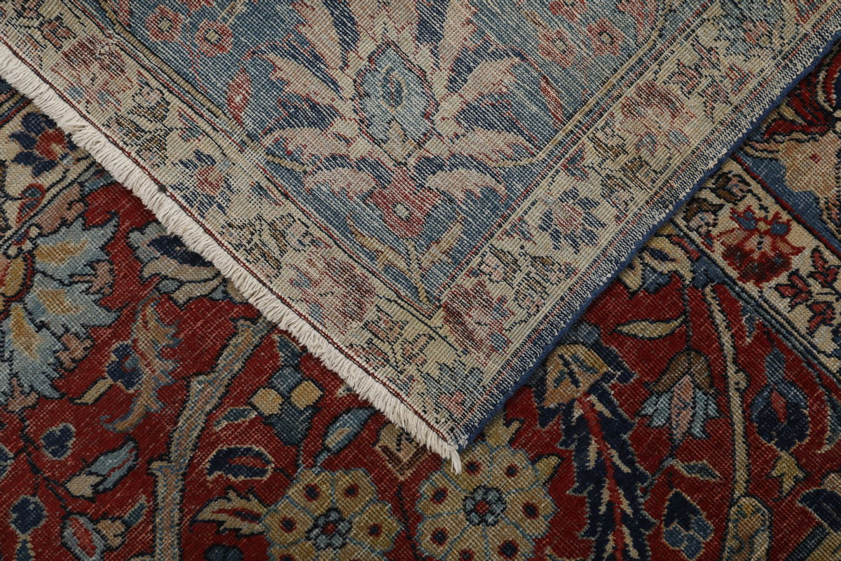 11x13 Burgundy and Blue Turkish Persian Rug