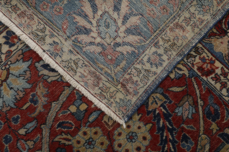 11x13 Burgundy and Blue Turkish Persian Rug