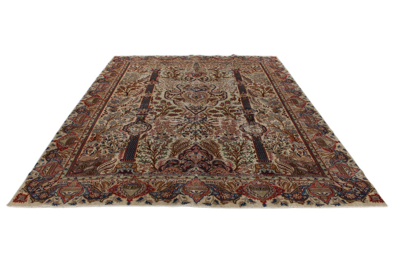 10x13 Beige and Multicolor Turkish Overdyed Rug