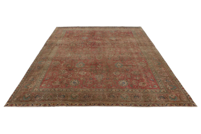 10x13 Red and Brown Turkish Overdyed Rug