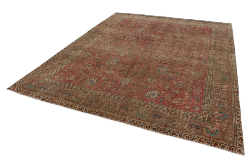 10x13 Red and Brown Turkish Overdyed Rug