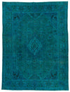 9x13 Turquoıse and Blue Turkish Overdyed Rug