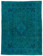 9x13 Turquoıse and Blue Turkish Overdyed Rug