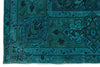 9x13 Turquoıse and Blue Turkish Overdyed Rug