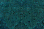 9x13 Turquoıse and Blue Turkish Overdyed Rug