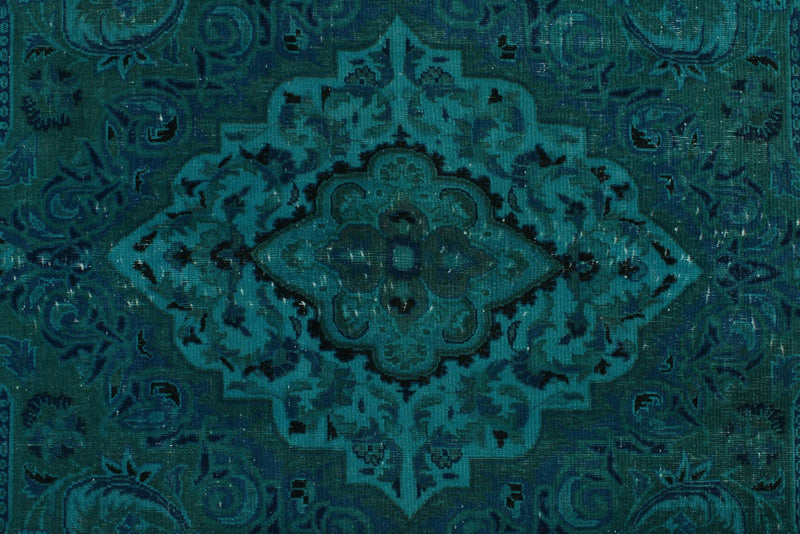 9x13 Turquoıse and Blue Turkish Overdyed Rug