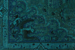 9x13 Turquoıse and Blue Turkish Overdyed Rug