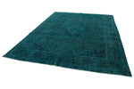 9x13 Turquoıse and Blue Turkish Overdyed Rug