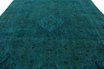 9x13 Turquoıse and Blue Turkish Overdyed Rug