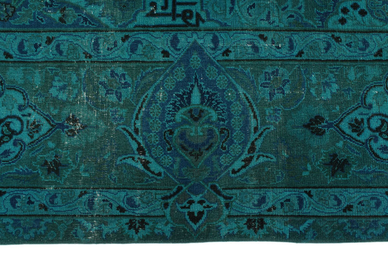 9x13 Turquoıse and Blue Turkish Overdyed Rug