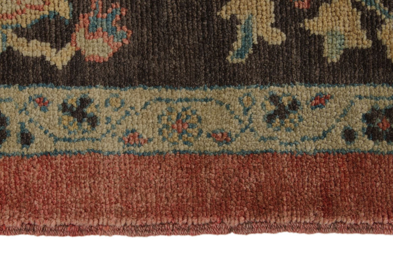 10x13 Orange and Dark Brown Turkish Oushak Rug