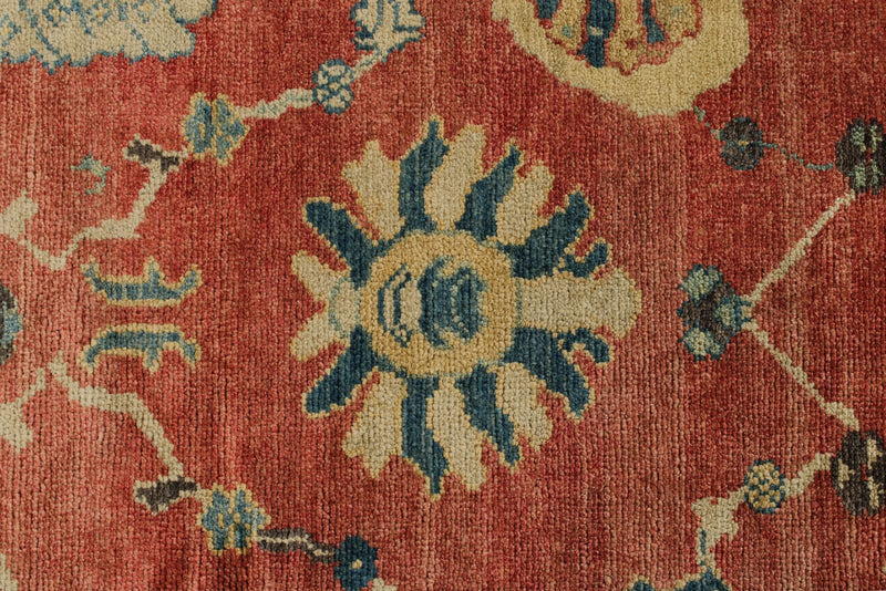 10x13 Orange and Dark Brown Turkish Oushak Rug