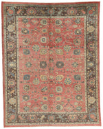 10x13 Orange and Dark Brown Turkish Oushak Rug