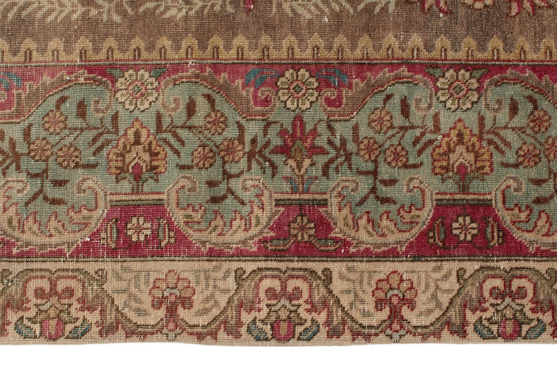 10x13 Beige and Magenta Anatolian Turkish Tribal Rug