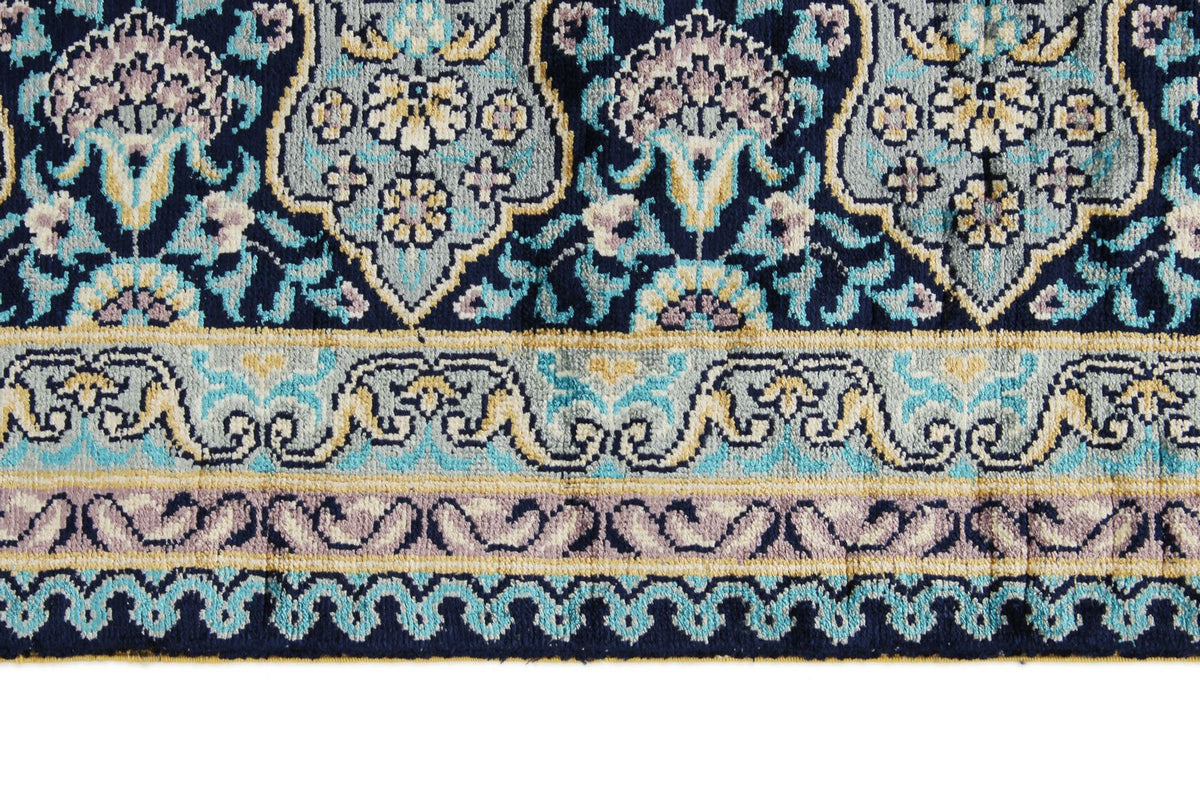 5x7 Navy and Blue Turkish Silk Rug