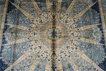 6x9 Beige and Blue Turkish Silk Rug
