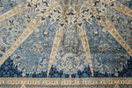 6x9 Beige and Blue Turkish Silk Rug