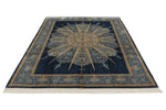 6x9 Beige and Blue Turkish Silk Rug