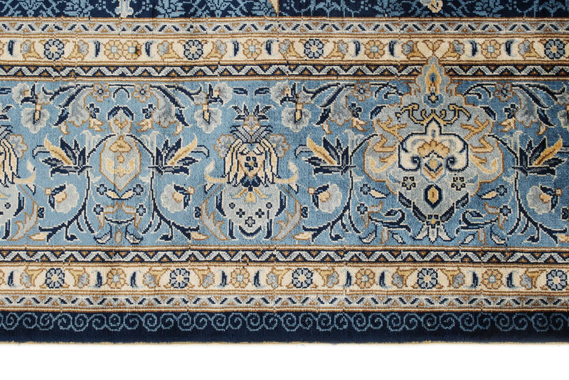 6x9 Beige and Blue Turkish Silk Rug