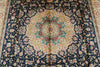 6x9 Navy and Beige Turkish Silk Rug