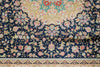 6x9 Navy and Beige Turkish Silk Rug