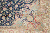 6x9 Navy and Beige Turkish Silk Rug