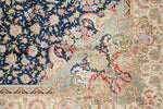 6x9 Navy and Beige Turkish Silk Rug