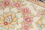 6x9 Navy and Beige Turkish Silk Rug
