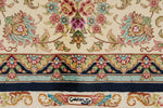 6x9 Navy and Beige Turkish Silk Rug