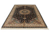 6x9 Navy and Beige Turkish Silk Rug