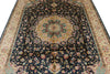 6x9 Navy and Beige Turkish Silk Rug