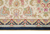 6x9 Navy and Beige Turkish Silk Rug